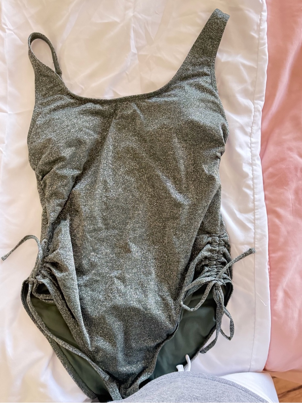 Shimmery Olive Green One-Piece Swimsuit